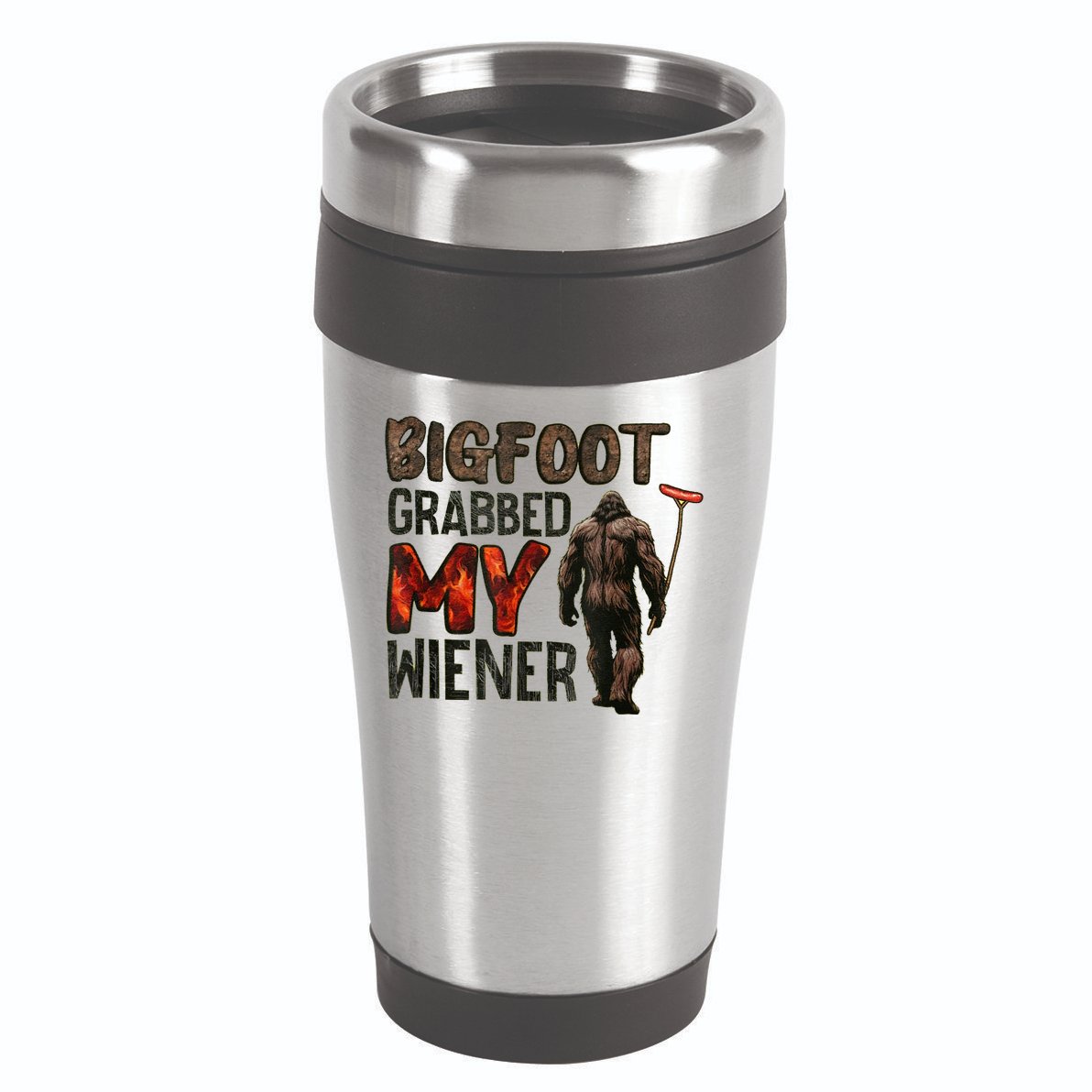 Funny Retro Bigfoot Bigfoot Grabbed My Wiener Design 16oz Travel Tumbler