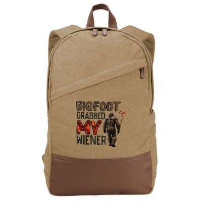 Funny Retro Bigfoot Bigfoot Grabbed My Wiener Design Cotton Canvas Backpack