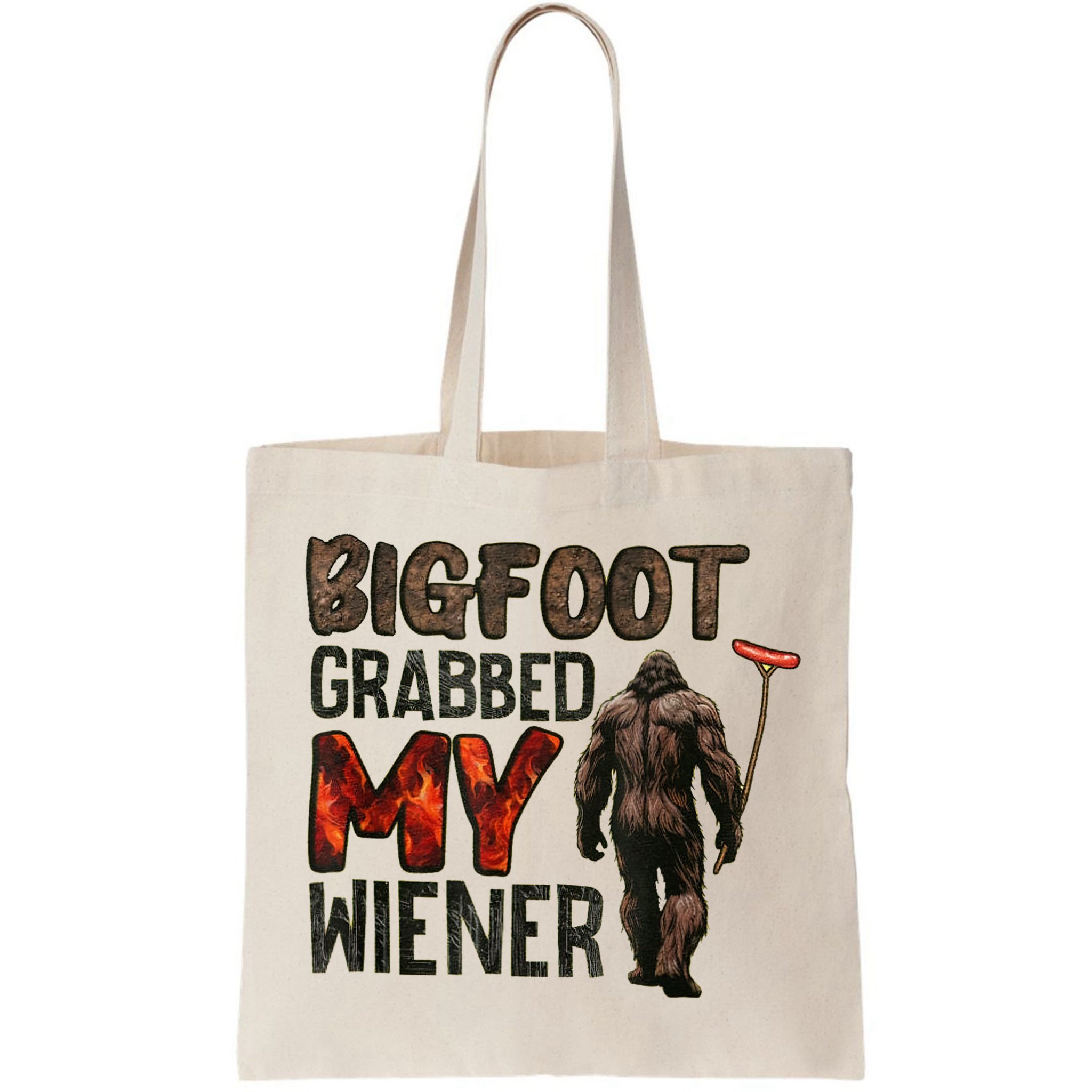 Funny Retro Bigfoot Bigfoot Grabbed My Wiener Design Bag