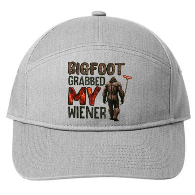 Funny Retro Bigfoot Bigfoot Grabbed My Wiener Design 7-Panel Snapback Hat