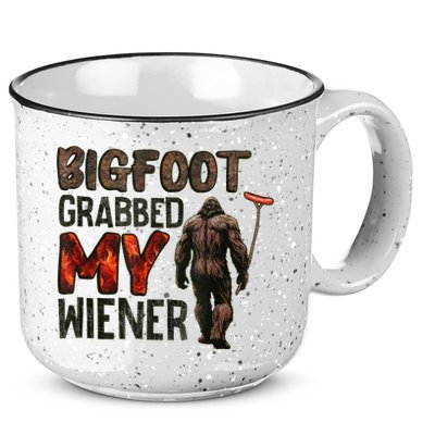 Funny Retro Bigfoot Bigfoot Grabbed My Wiener Design 15oz Campfire Ceramic Mug