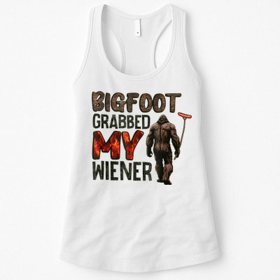Funny Retro Bigfoot Bigfoot Grabbed My Wiener Design Womens Tank Top