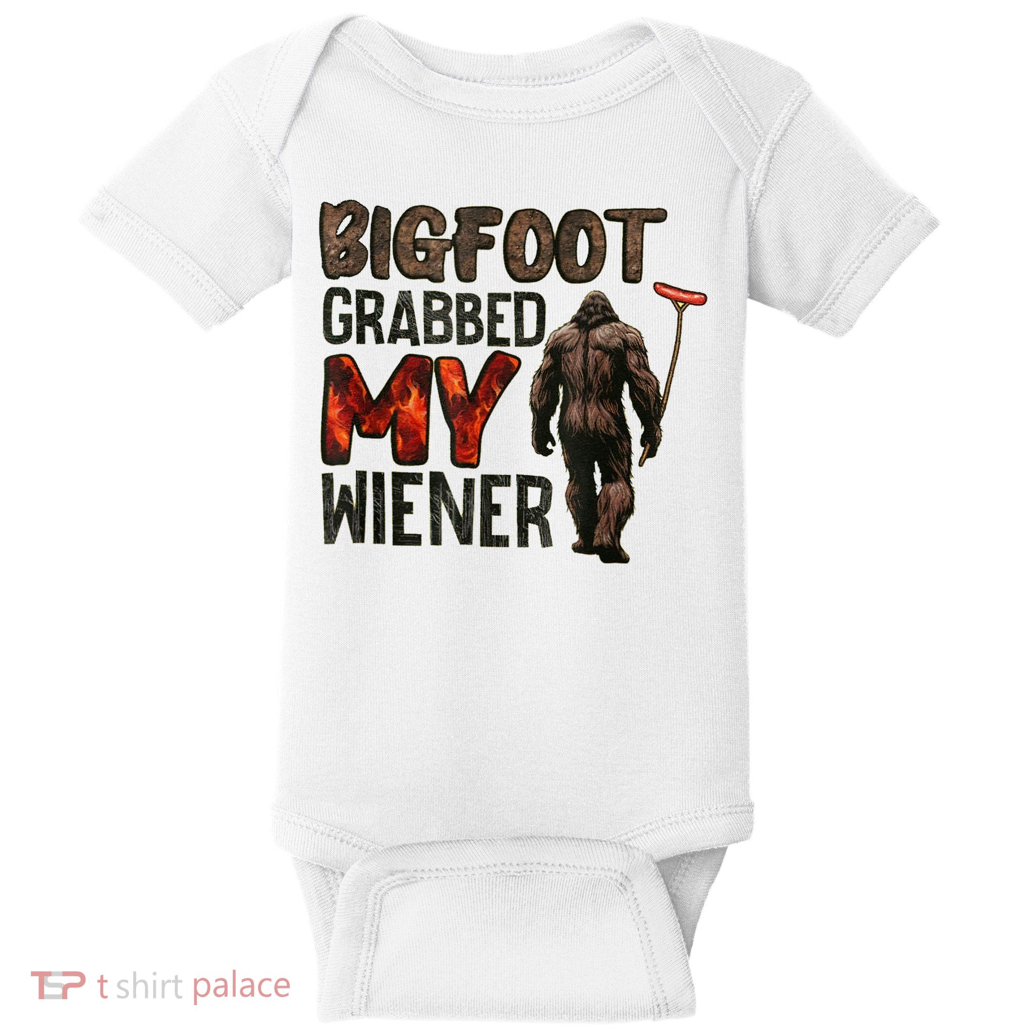 Funny Retro Bigfoot Bigfoot Grabbed My Wiener Design Baby Bodysuit