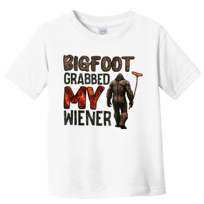 Funny Retro Bigfoot Bigfoot Grabbed My Wiener Design Toddler T-Shirt