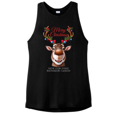 Festive Reindeer Christmas – Holiday Design Zip Hoodie Ladies PosiCharge Tri-Blend Wicking Tank