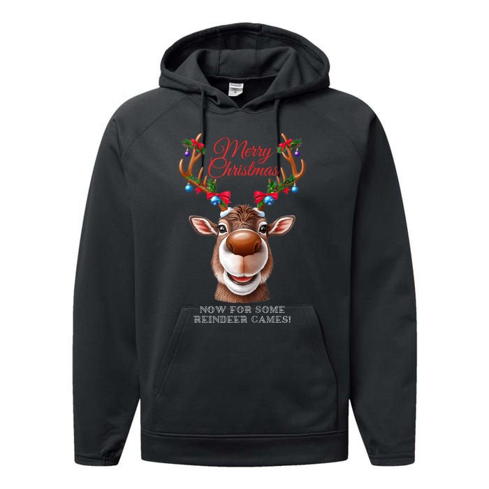 Festive Reindeer Christmas – Holiday Design Zip Hoodie Performance Fleece Hoodie