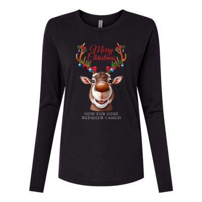 Festive Reindeer Christmas – Holiday Design Zip Hoodie Womens Cotton Relaxed Long Sleeve T-Shirt