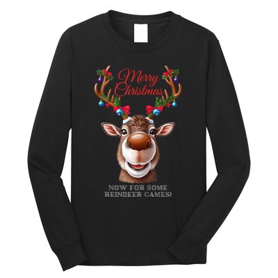 Festive Reindeer Christmas – Holiday Design Zip Hoodie Long Sleeve Shirt