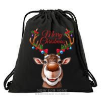 Festive Reindeer Christmas – Holiday Design Zip Hoodie Drawstring Bag