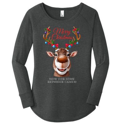 Festive Reindeer Christmas – Holiday Design Zip Hoodie Women's Perfect Tri Tunic Long Sleeve Shirt