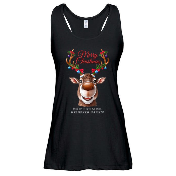 Festive Reindeer Christmas – Holiday Design Zip Hoodie Ladies Essential Flowy Tank