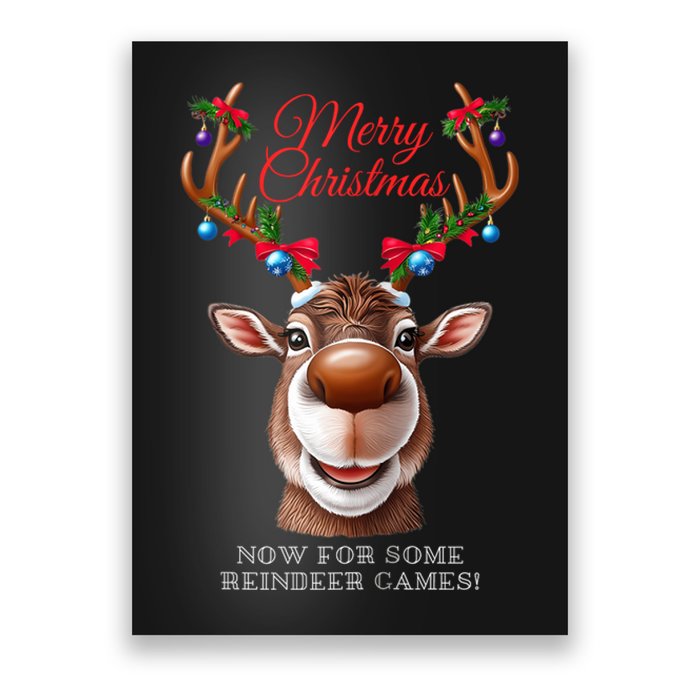 Festive Reindeer Christmas – Holiday Design Zip Hoodie Poster