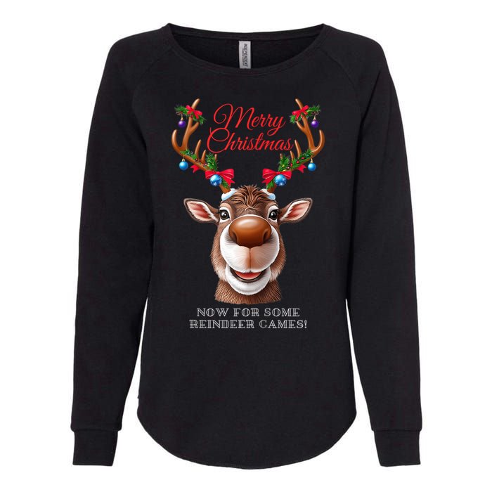 Festive Reindeer Christmas – Holiday Design Zip Hoodie Womens California Wash Sweatshirt