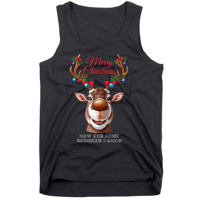 Festive Reindeer Christmas – Holiday Design Zip Hoodie Tank Top