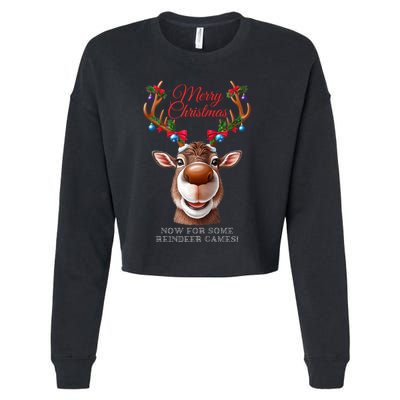 Festive Reindeer Christmas – Holiday Design Zip Hoodie Cropped Pullover Crew