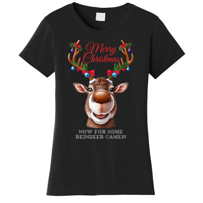 Festive Reindeer Christmas – Holiday Design Zip Hoodie Women's T-Shirt