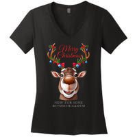 Festive Reindeer Christmas – Holiday Design Zip Hoodie Women's V-Neck T-Shirt