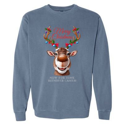 Festive Reindeer Christmas – Holiday Design Zip Hoodie Garment-Dyed Sweatshirt