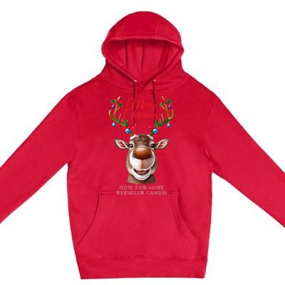 Festive Reindeer Christmas – Holiday Design Zip Hoodie Premium Pullover Hoodie