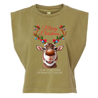 Festive Reindeer Christmas – Holiday Design Zip Hoodie Garment-Dyed Women's Muscle Tee