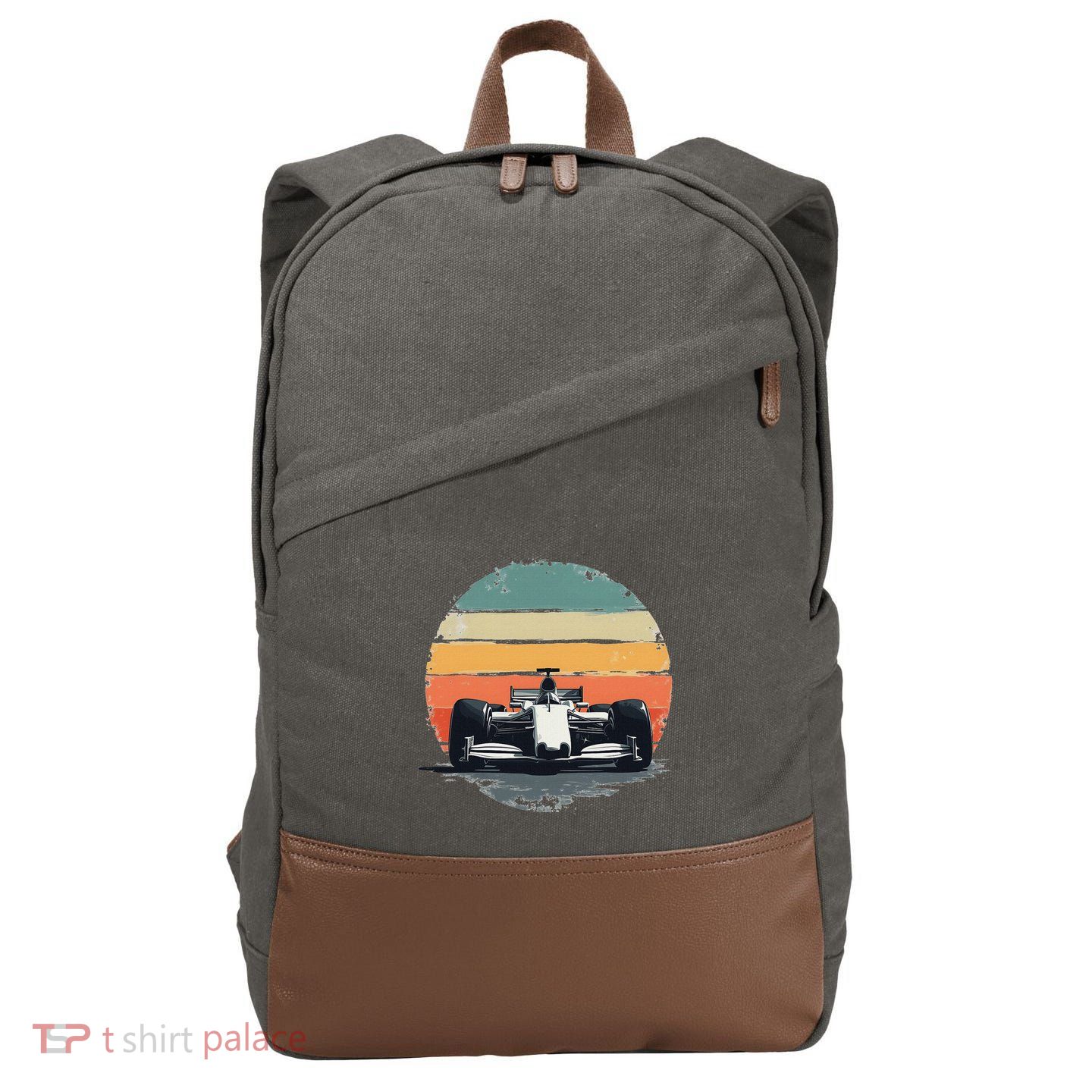 Formula Racing Car For Mechanic Enthusiasts Cotton Canvas Backpack