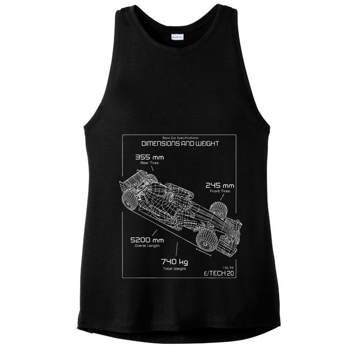Formula Racing Car Schematic Engineer Team Fan Ladies PosiCharge Tri-Blend Wicking Tank