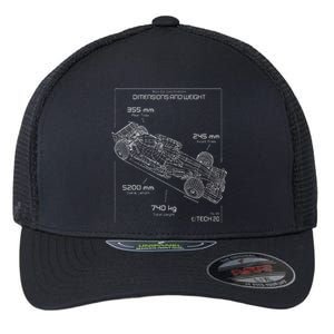 Formula Racing Car Schematic Engineer Team Fan Flexfit Unipanel Trucker Cap