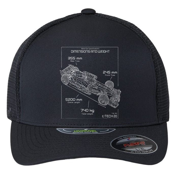 Formula Racing Car Schematic Engineer Team Fan Flexfit Unipanel Trucker Cap