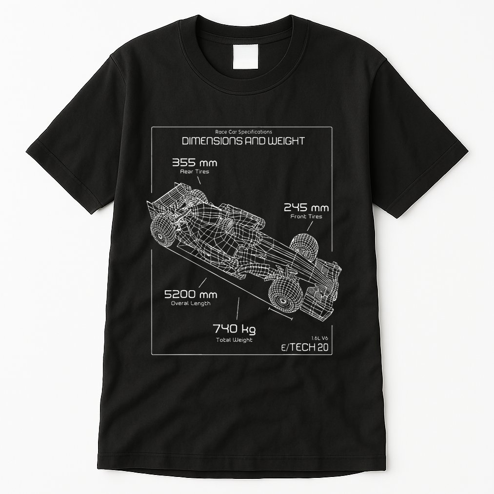 Formula Racing Car Schematic Engineer Team Fan Tall T-Shirt