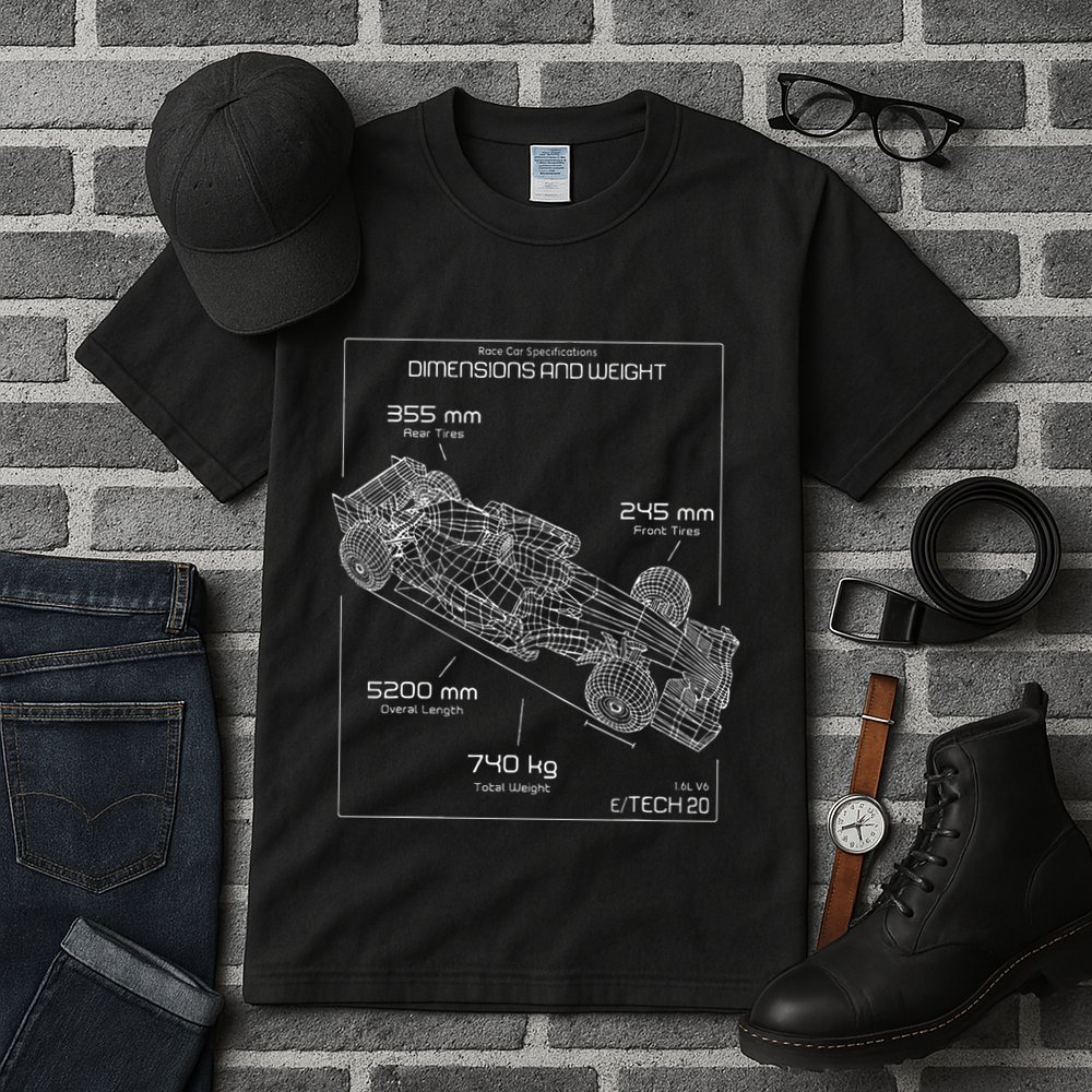 Formula Racing Car Schematic Engineer Team Fan Tall T-Shirt