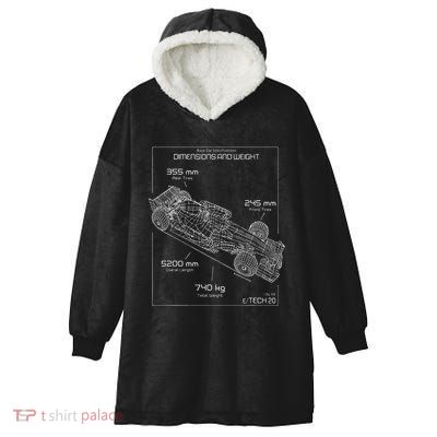 Formula Racing Car Schematic Engineer Team Fan Hooded Wearable Blanket