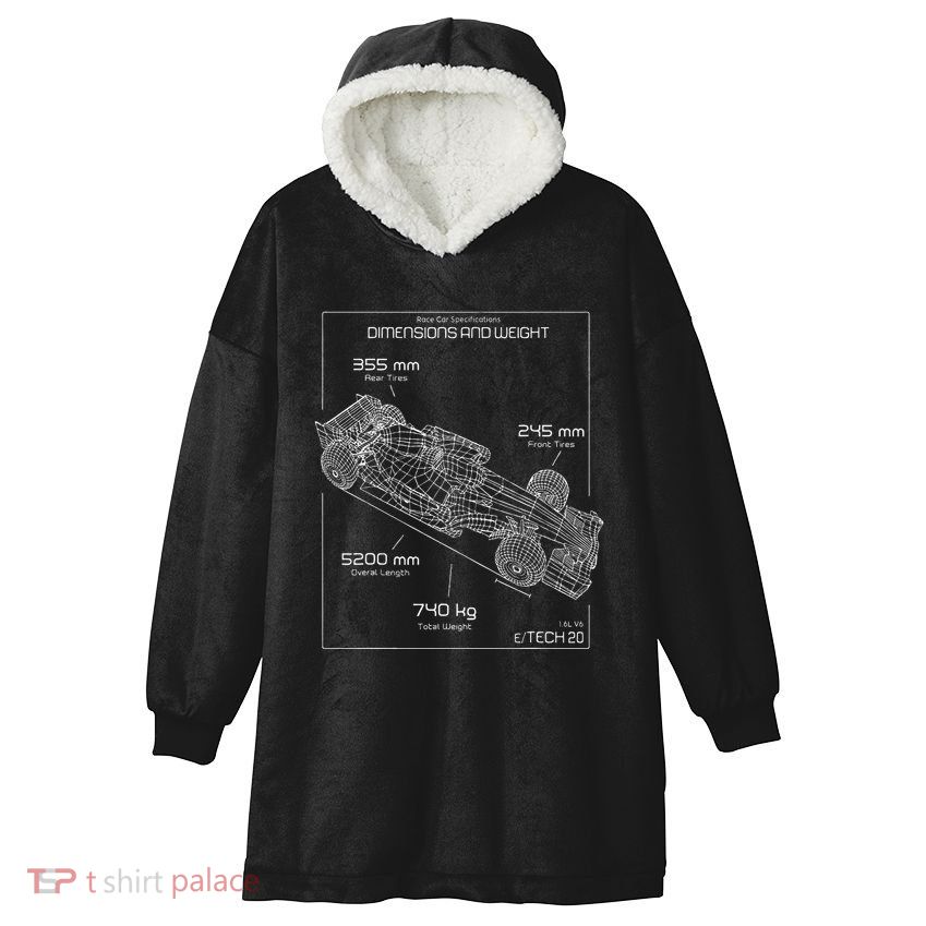 Formula Racing Car Schematic Engineer Team Fan Hooded Wearable Blanket