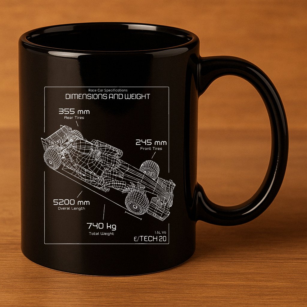 Formula Racing Car Schematic Engineer Team Fan 11oz C Handle Ceramic Mug