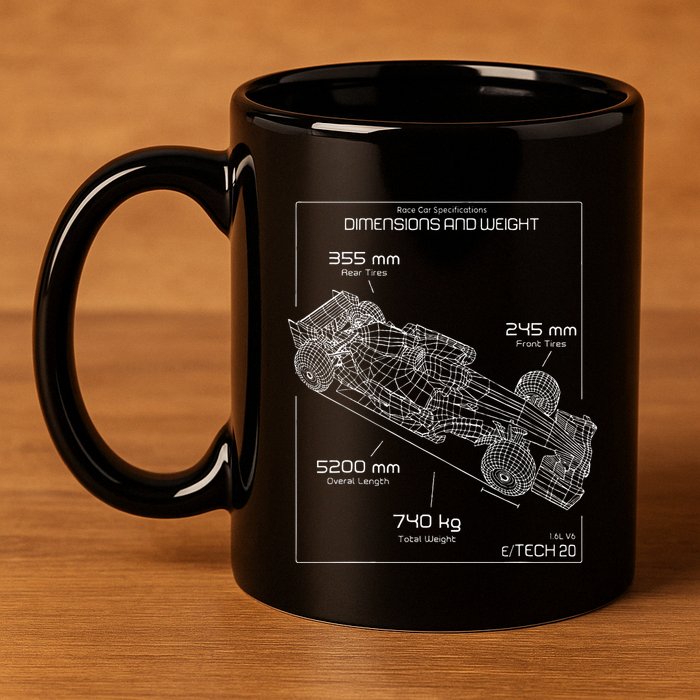 Formula Racing Car Schematic Engineer Team Fan 11oz C Handle Ceramic Mug