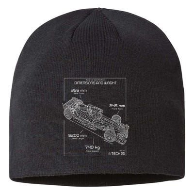 Formula Racing Car Schematic Engineer Team Fan Sustainable Beanie