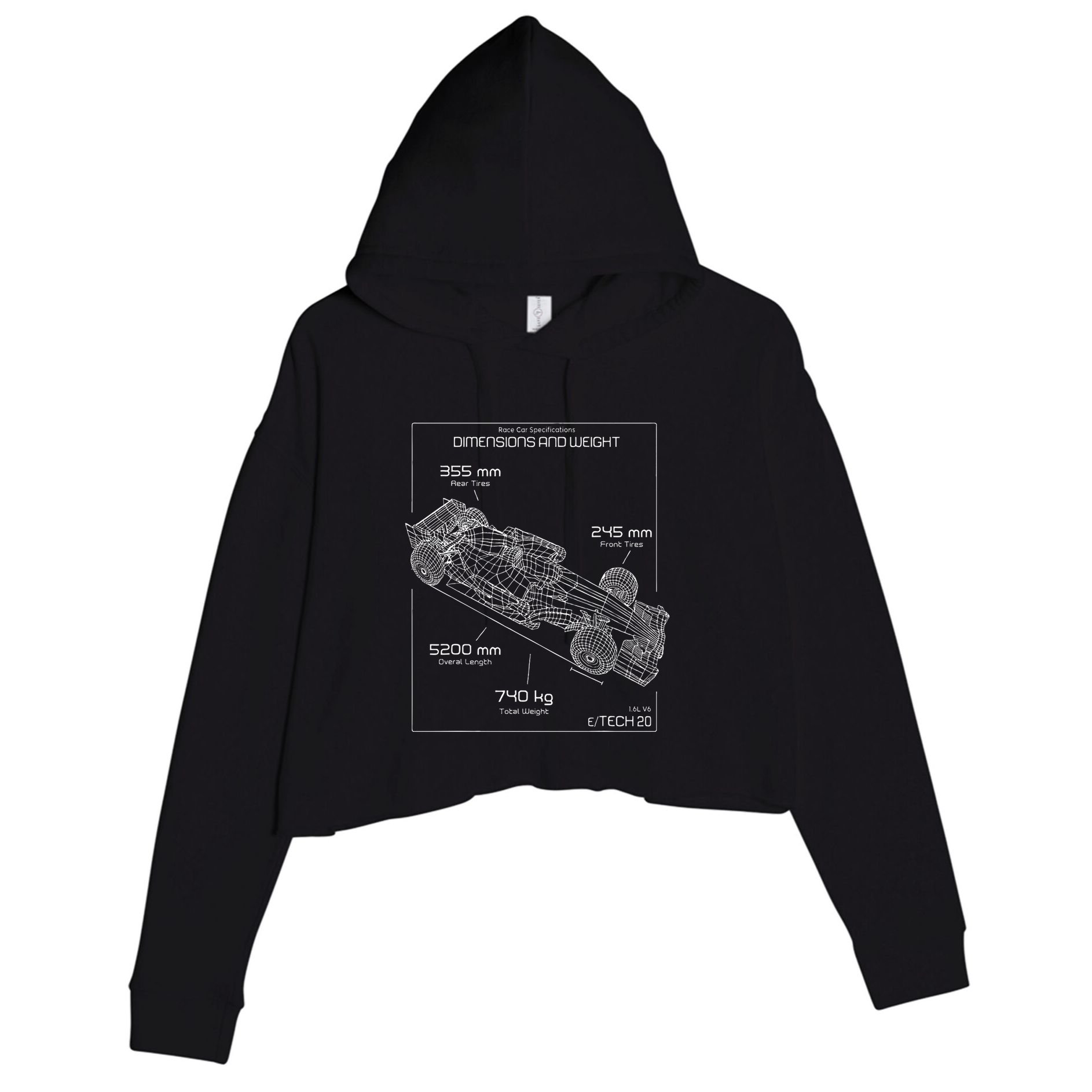Formula Racing Car Schematic Engineer Team Fan Crop Fleece Hoodie
