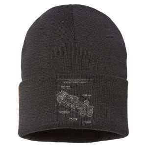 Formula Racing Car Schematic Engineer Team Fan Sustainable Knit Beanie