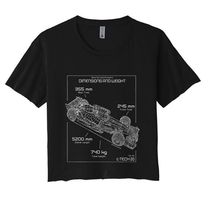 Formula Racing Car Schematic Engineer Team Fan Women's Crop Top Tee