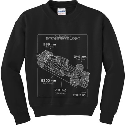 Formula Racing Car Schematic Engineer Team Fan Kids Sweatshirt