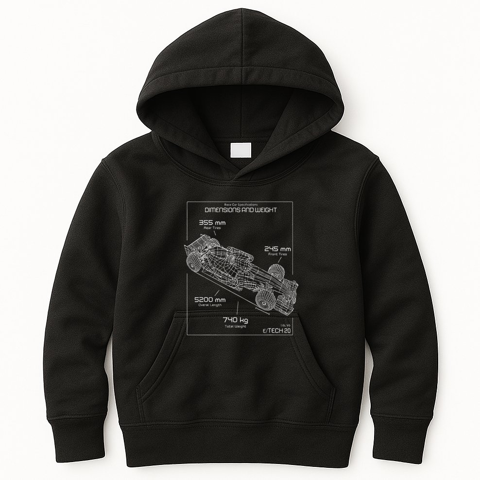 Formula Racing Car Schematic Engineer Team Fan Kids Hoodie