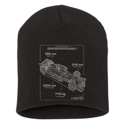 Formula Racing Car Schematic Engineer Team Fan Short Acrylic Beanie