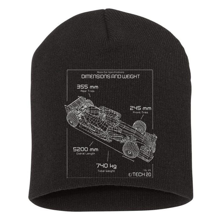 Formula Racing Car Schematic Engineer Team Fan Short Acrylic Beanie