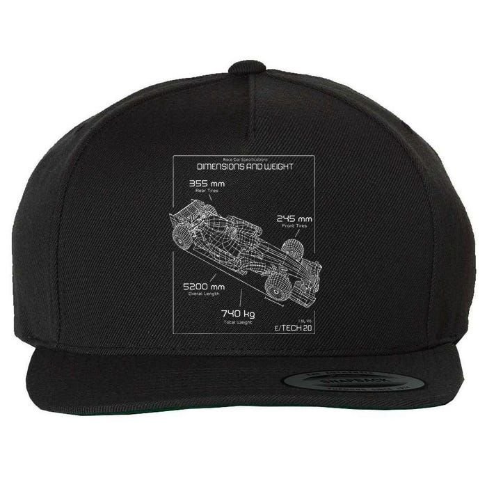 Formula Racing Car Schematic Engineer Team Fan Wool Snapback Cap