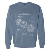 Formula Racing Car Schematic Engineer Team Fan Garment-Dyed Sweatshirt