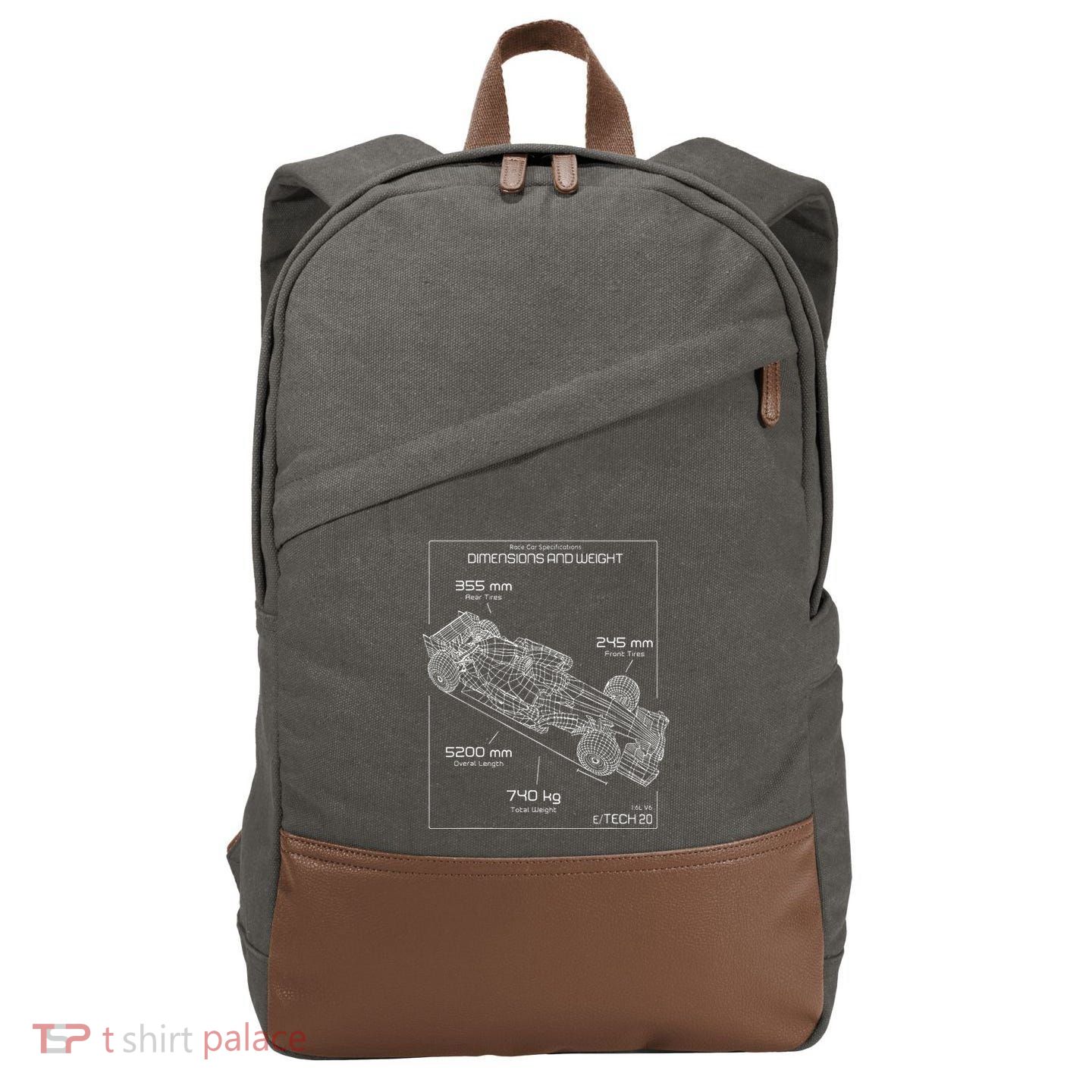 Formula Racing Car Schematic Engineer Team Fan Cotton Canvas Backpack