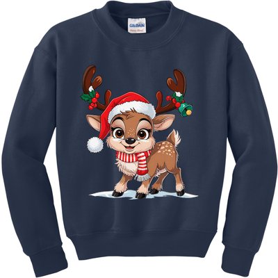 Funny Reindeer Christmas Lights Xmas Pajamas Kids Sweatshirt