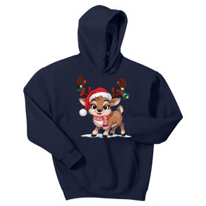 Funny Reindeer Christmas Lights Xmas Pajamas Kids Hoodie