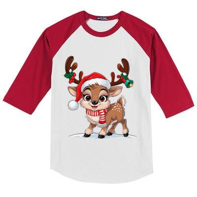 Funny Reindeer Christmas Lights Xmas Pajamas Kids Colorblock Raglan Jersey