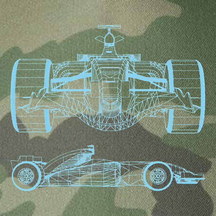 Formula Racing Car Silhouette Mechanical Engineering draw Legacy Tie Dye Trucker Hat