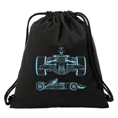 Formula Racing Car Silhouette Mechanical Engineering draw Drawstring Bag